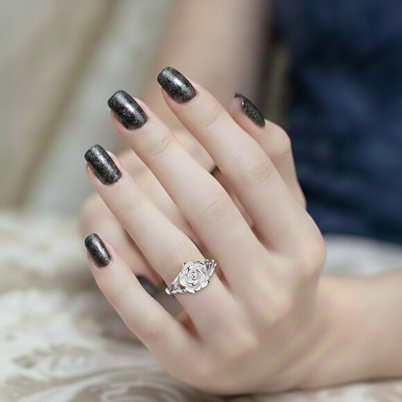 925 Sterling Silver Plated Rose Flower Fashion Ring Size 7 NWOT - Picture 7 of 8